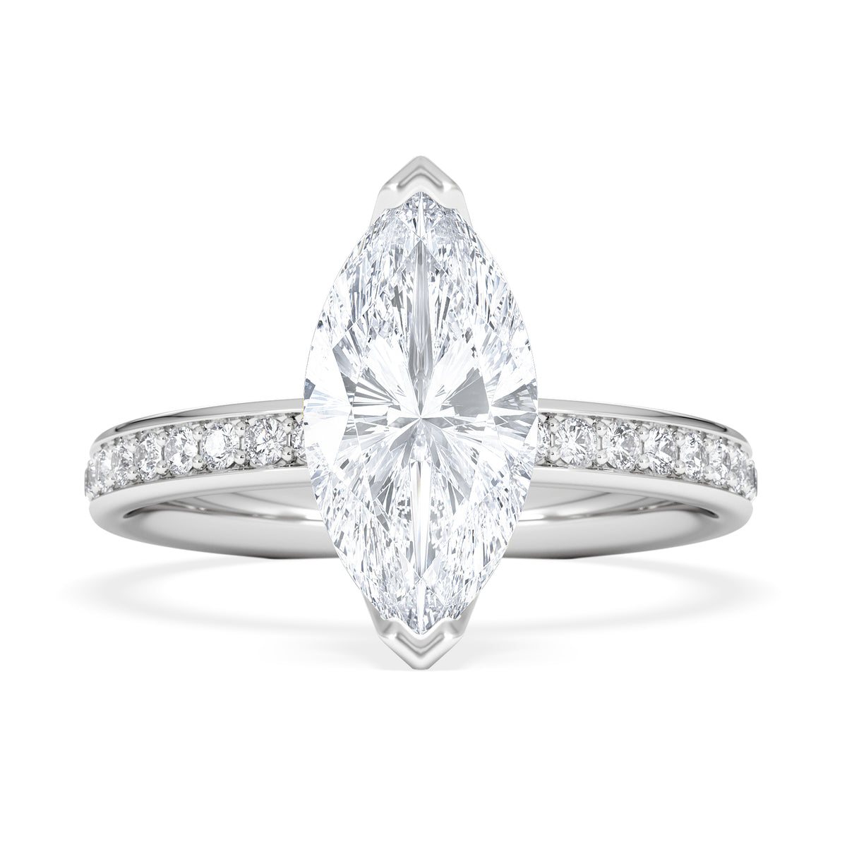 Origin 2.25ct Marquise Cut Lab Diamond Solitaire Engagement Ring with Side Stones in 18K White Gold