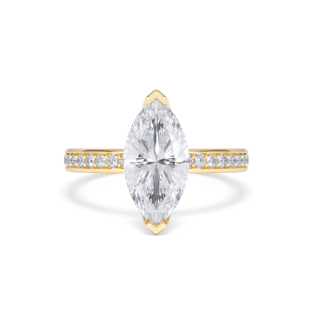 Origin 2.25ct Marquise Cut Lab Diamond Solitaire Engagement Ring with Side Stones in 18K Yellow Gold