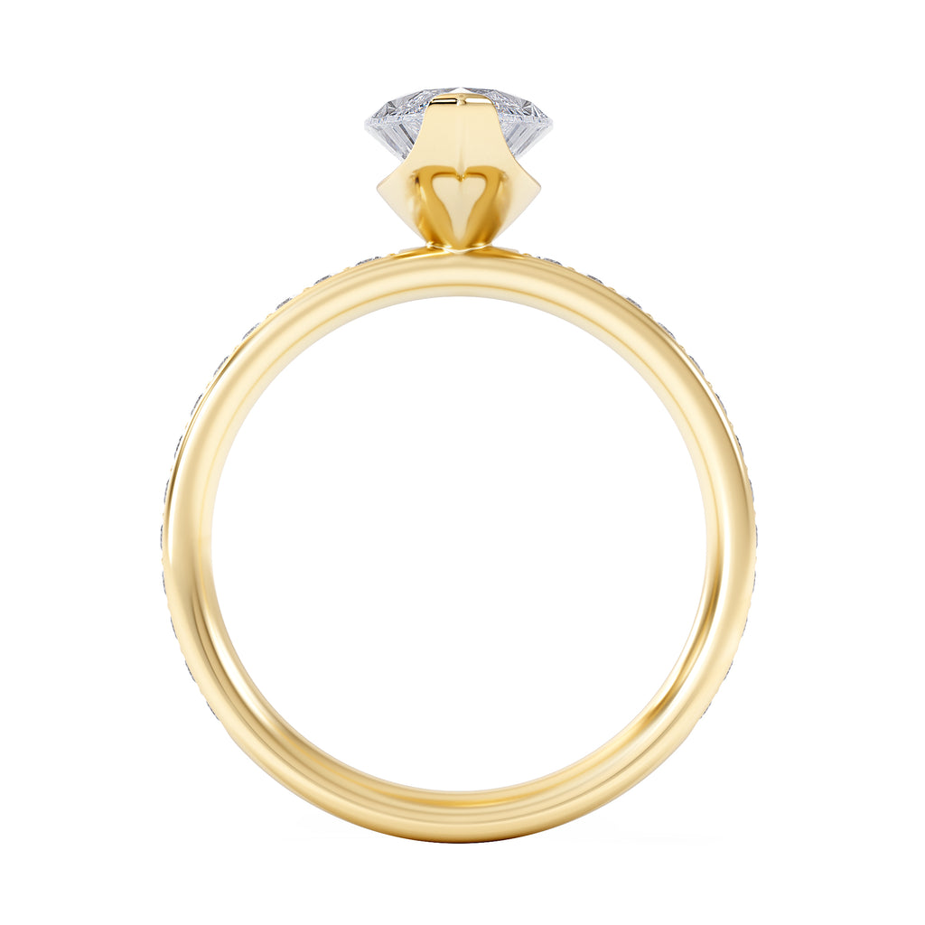 Origin 2.25ct Marquise Cut Lab Diamond Solitaire Engagement Ring with Side Stones in 18K Yellow Gold