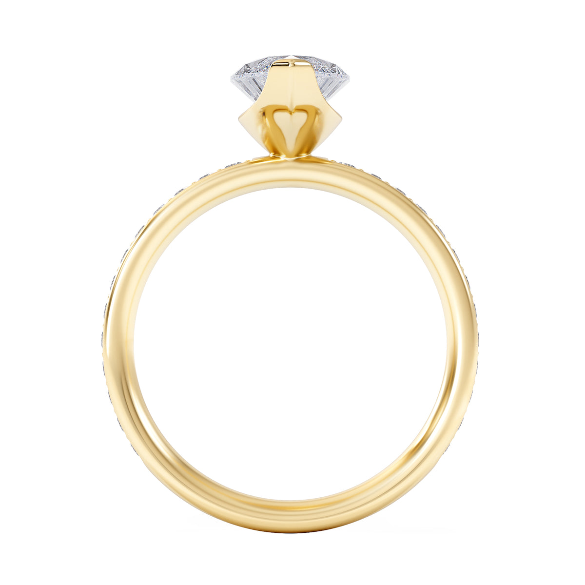 Origin 2.25ct Marquise Cut Lab Diamond Solitaire Engagement Ring with Side Stones in 18K Yellow Gold