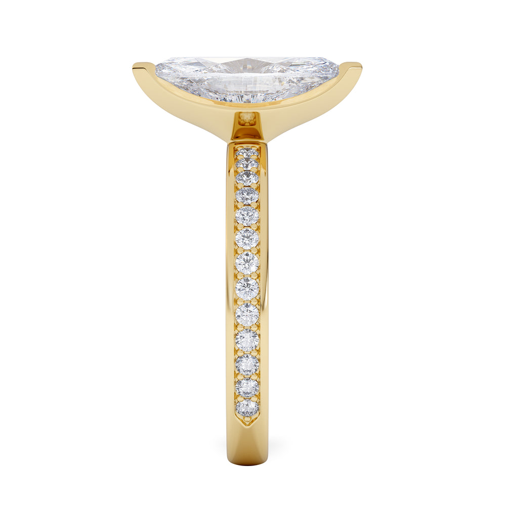 Origin 2.25ct Marquise Cut Lab Diamond Solitaire Engagement Ring with Side Stones in 18K Yellow Gold