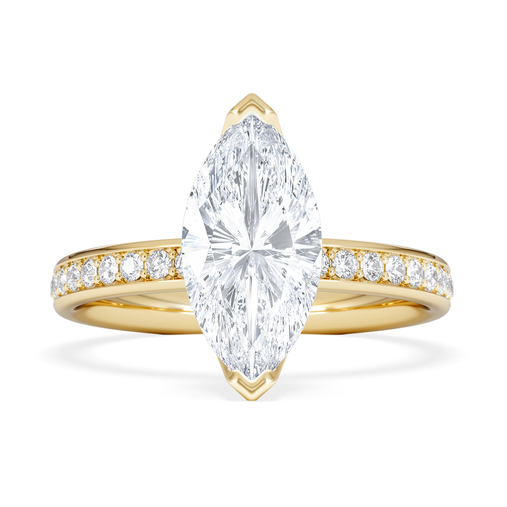 Origin 2.25ct Marquise Cut Lab Diamond Solitaire Engagement Ring with Side Stones in 18K Yellow Gold