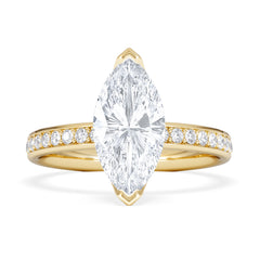 Origin 2.25ct Marquise Cut Lab Diamond Solitaire Engagement Ring with Side Stones in 18K Yellow Gold