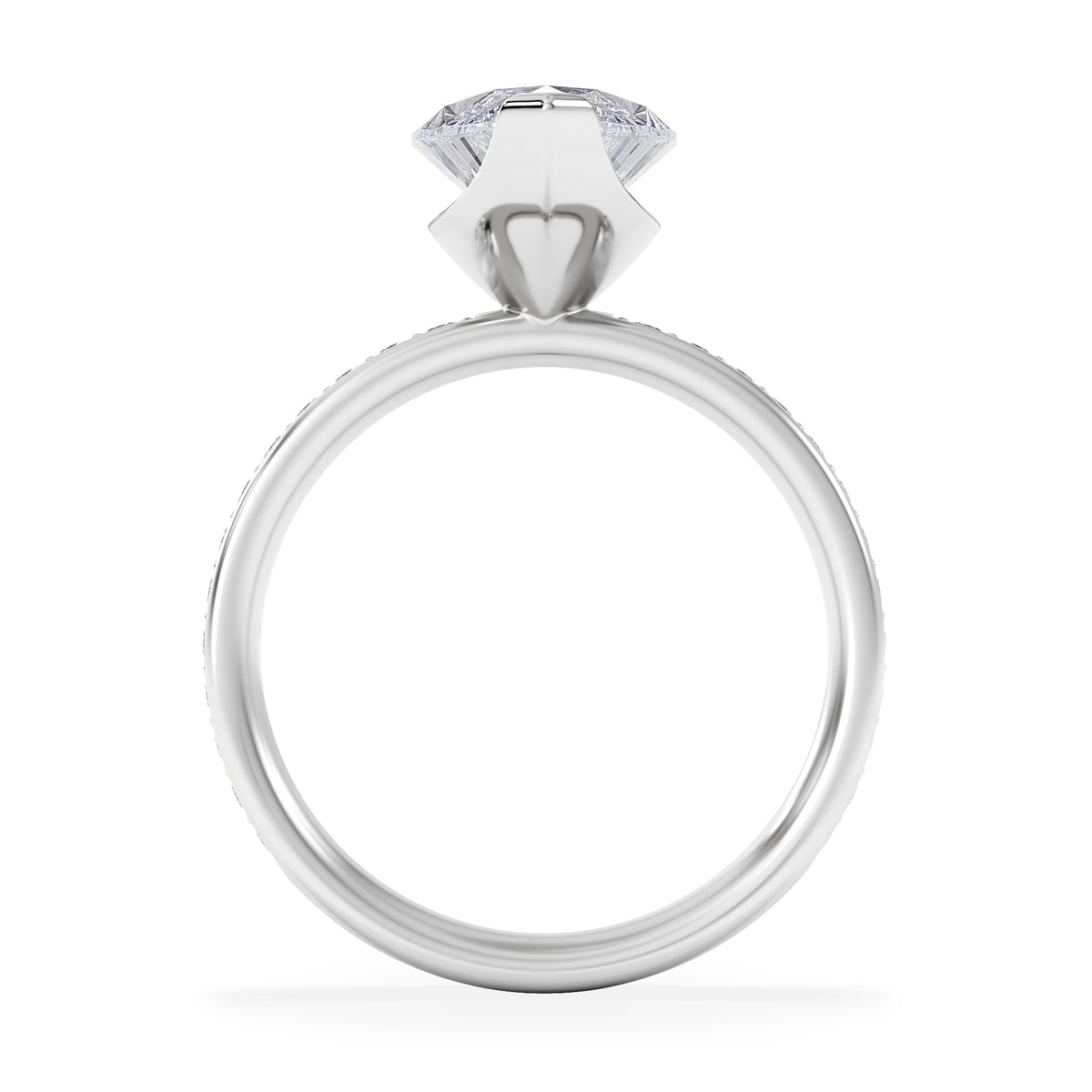 Origin 3.30ct Marquise Cut Lab Diamond Solitaire Engagement Ring with Side Stones in 18K White Gold