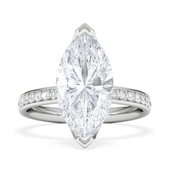 Origin 3.30ct Marquise Cut Lab Diamond Solitaire Engagement Ring with Side Stones in Platinum