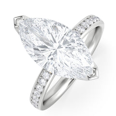 Origin 3.30ct Marquise Cut Lab Diamond Solitaire Engagement Ring with Side Stones in Platinum