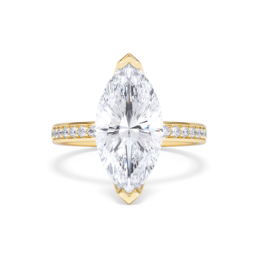 Origin 3.30ct Marquise Cut Lab Diamond Solitaire Engagement Ring with Side Stones in 18K Yellow Gold