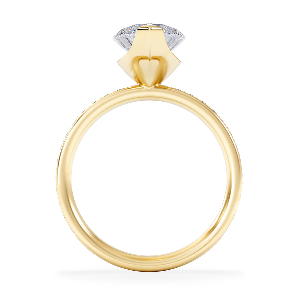 Origin 3.30ct Marquise Cut Lab Diamond Solitaire Engagement Ring with Side Stones in 18K Yellow Gold