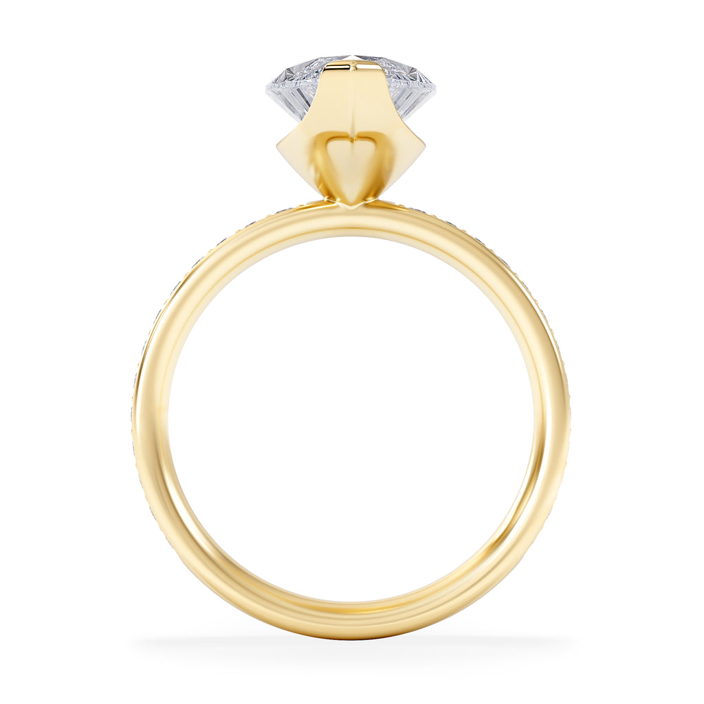 Origin 3.30ct Marquise Cut Lab Diamond Solitaire Engagement Ring with Side Stones in 18K Yellow Gold