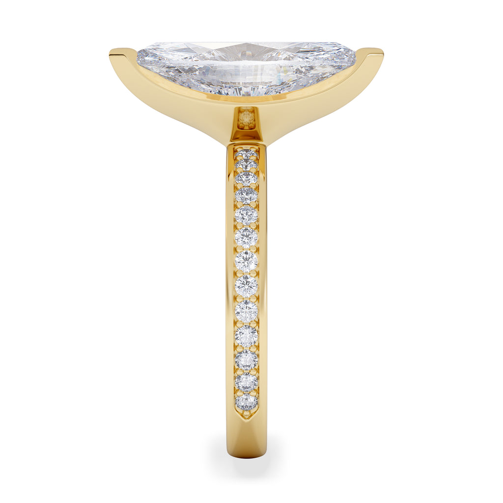 Origin 3.30ct Marquise Cut Lab Diamond Solitaire Engagement Ring with Side Stones in 18K Yellow Gold