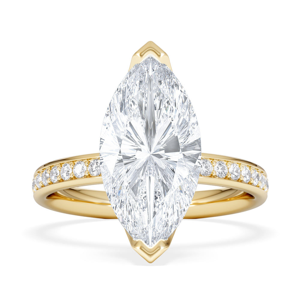 Origin 3.30ct Marquise Cut Lab Diamond Solitaire Engagement Ring with Side Stones in 18K Yellow Gold