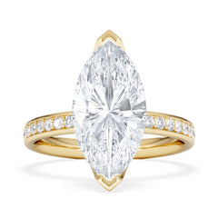 Origin 3.30ct Marquise Cut Lab Diamond Solitaire Engagement Ring with Side Stones in 18K Yellow Gold