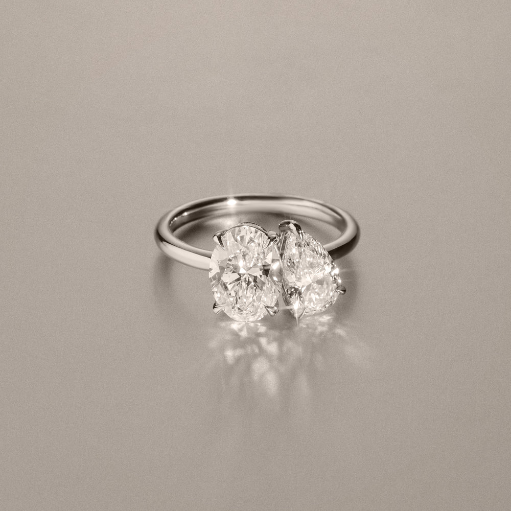 Toi Et Moi 3.00ct Oval and Pear Cut Lab Diamond Engagement Ring in Platinum