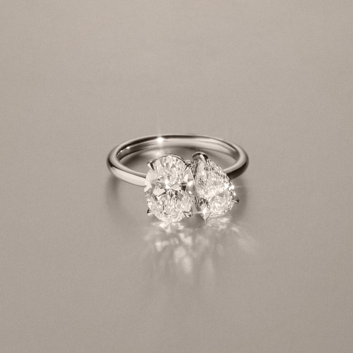 Toi Et Moi 3.00ct Oval and Pear Cut Lab Diamond Engagement Ring in Platinum