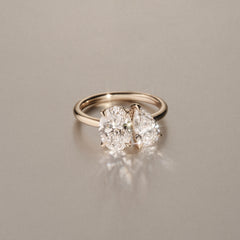 Toi Et Moi 3.00ct Oval and Pear Cut Lab Diamond Engagement Ring in 18K Yellow Gold