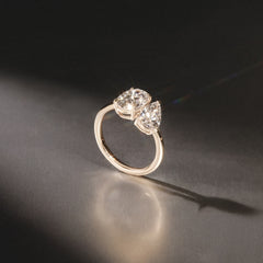 Toi Et Moi 3.00ct Oval and Pear Cut Lab Diamond Engagement Ring in 18K Yellow Gold