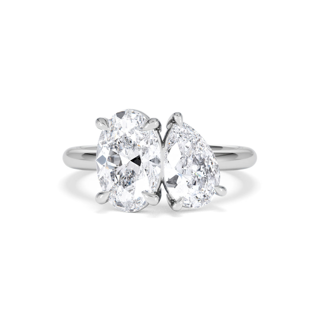 Toi Et Moi 3.00ct Oval and Pear Cut Lab Diamond Engagement Ring in Platinum