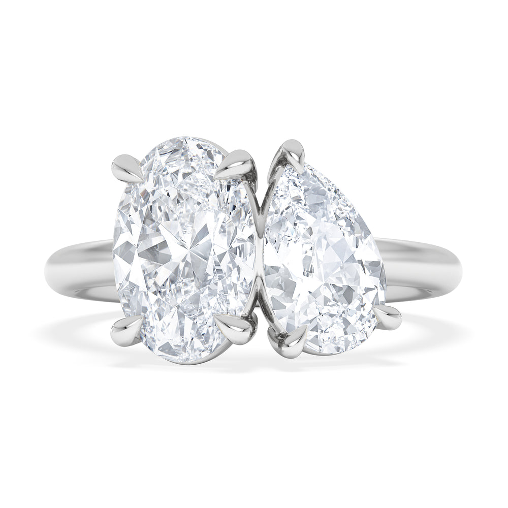 Toi Et Moi 3.00ct Oval and Pear Cut Lab Diamond Engagement Ring in Platinum