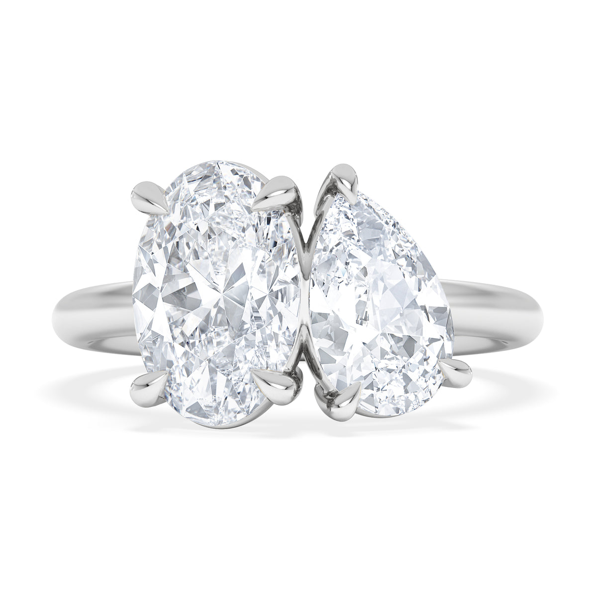 Toi Et Moi 3.00ct Oval and Pear Cut Lab Diamond Engagement Ring in Platinum
