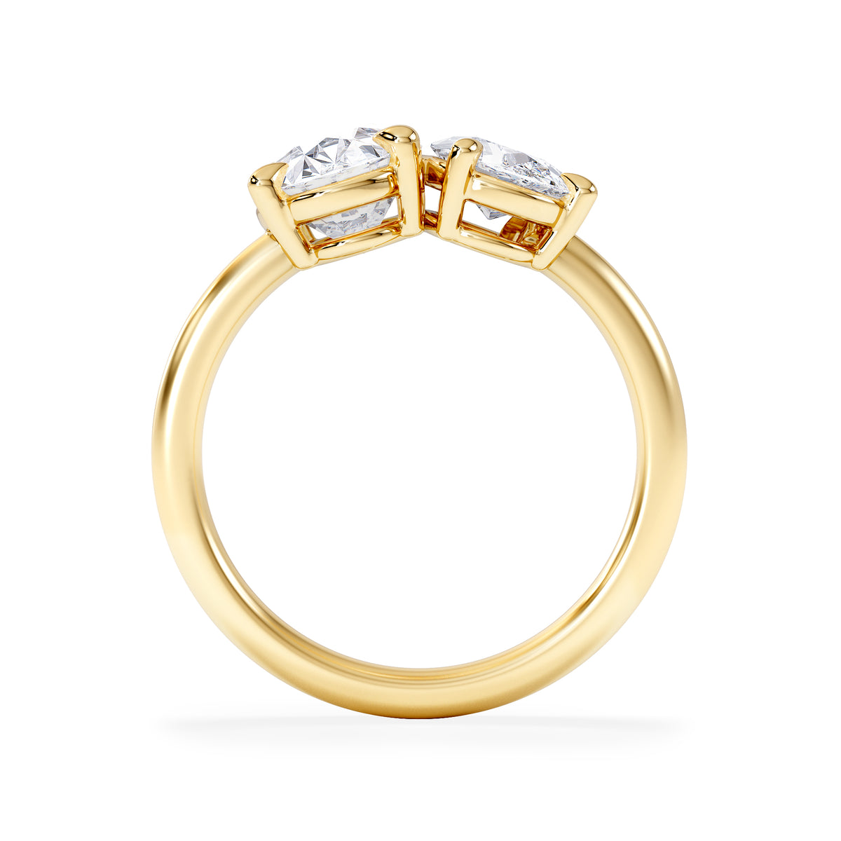 Toi Et Moi 3.00ct Oval and Pear Cut Lab Diamond Engagement Ring in 18K Yellow Gold