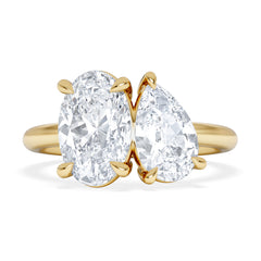 Toi Et Moi 3.00ct Oval and Pear Cut Lab Diamond Engagement Ring in 18K Yellow Gold