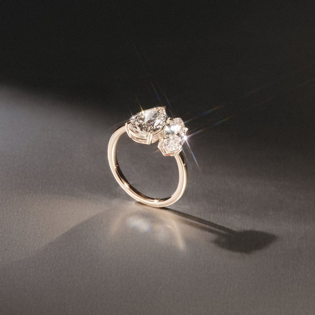Toi Et Moi 3.00ct Pear and Marquise Cut Lab Diamond Engagement Ring in 18K Yellow Gold