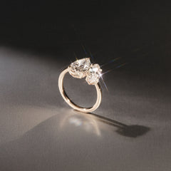 Toi Et Moi 3.00ct Pear and Marquise Cut Lab Diamond Engagement Ring in 18K Yellow Gold