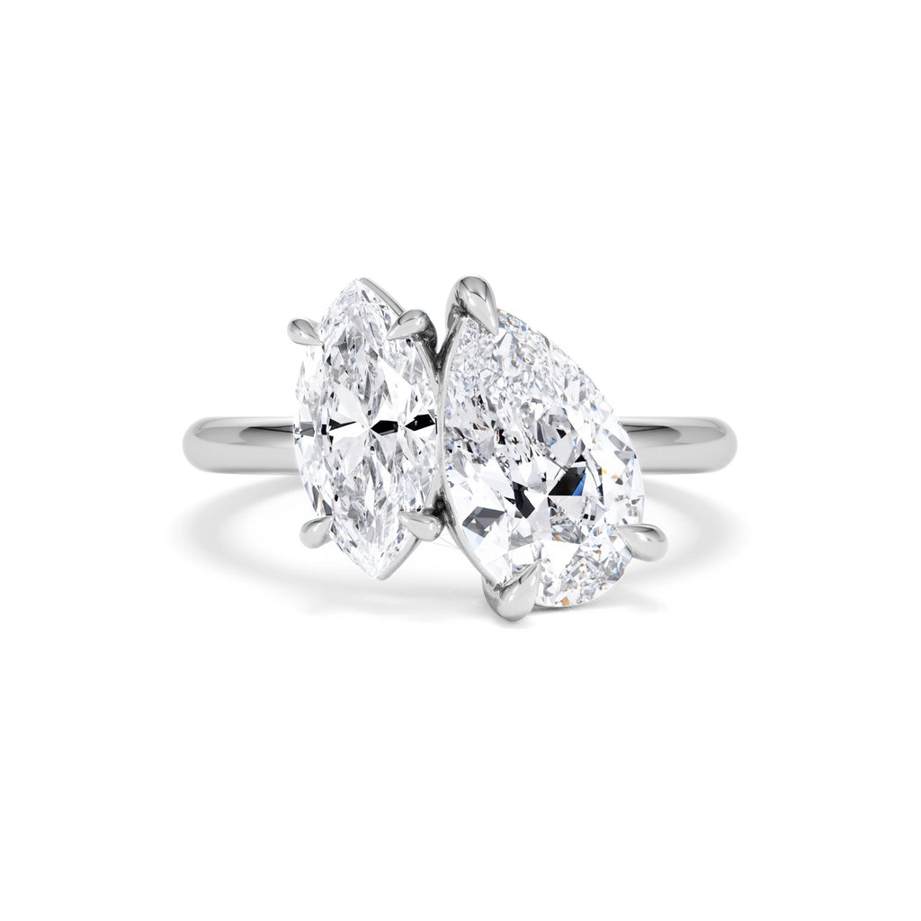 Toi Et Moi 3.00ct Pear and Marquise Cut Lab Diamond Engagement Ring in Platinum