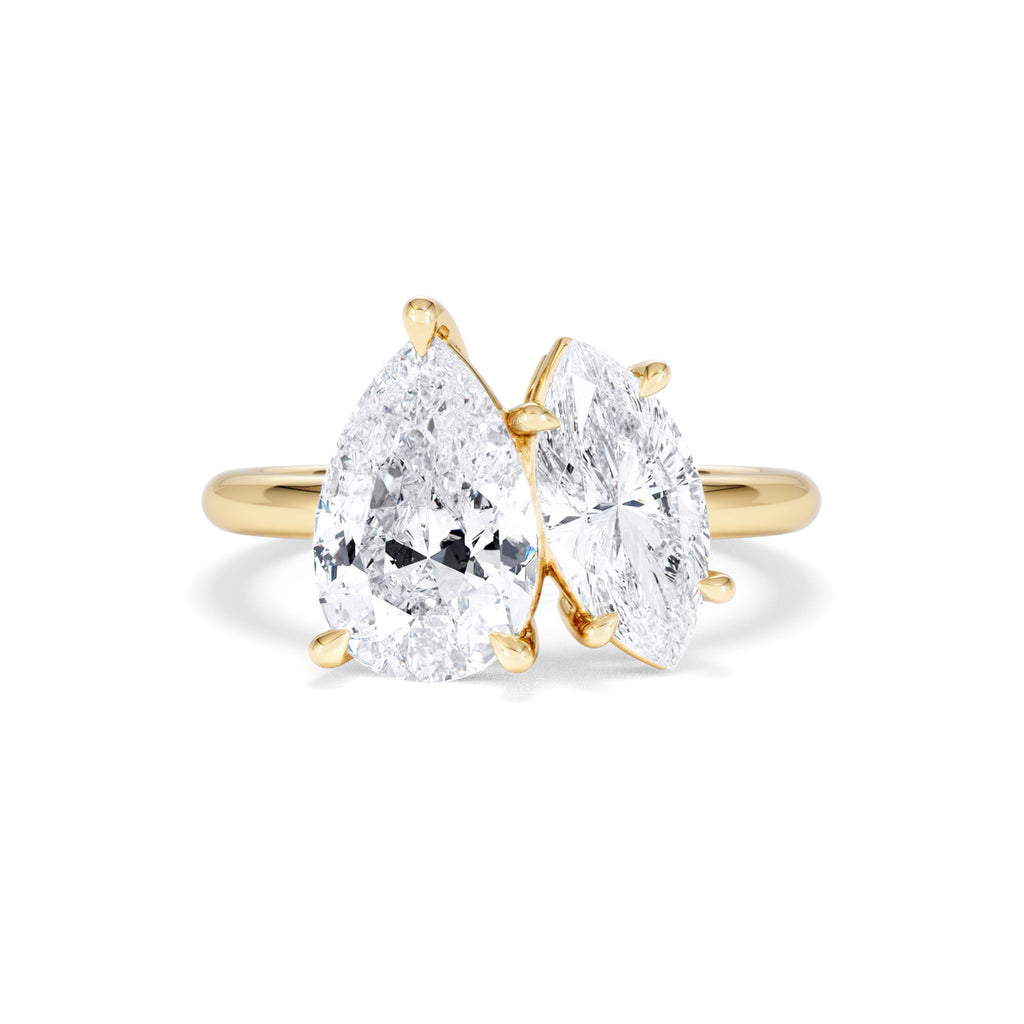 Toi Et Moi 3.00ct Pear and Marquise Cut Lab Diamond Engagement Ring in 18K Yellow Gold