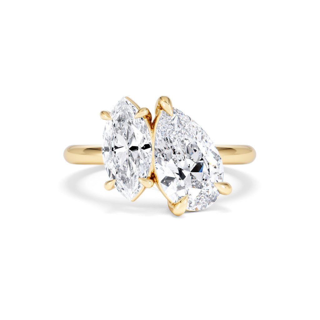 Toi Et Moi 3.00ct Pear and Marquise Cut Lab Diamond Engagement Ring in 18K Yellow Gold