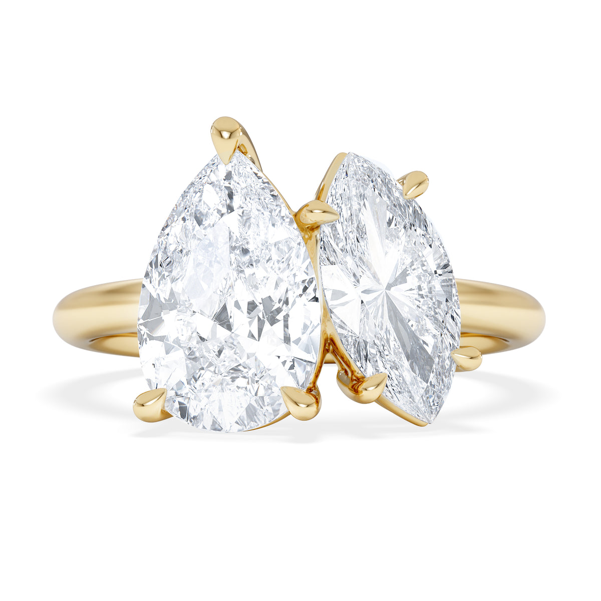 Toi Et Moi 3.00ct Pear and Marquise Cut Lab Diamond Engagement Ring in 18K Yellow Gold