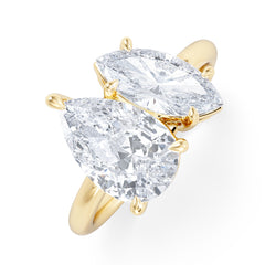 Toi Et Moi 3.00ct Pear and Marquise Cut Lab Diamond Engagement Ring in 18K Yellow Gold