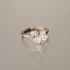 Toi Et Moi 3.00ct Pear Cut Lab Diamond Engagement Ring in 18K Yellow Gold