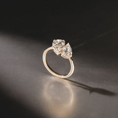 Toi Et Moi 3.00ct Pear Cut Lab Diamond Engagement Ring in 18K Yellow Gold