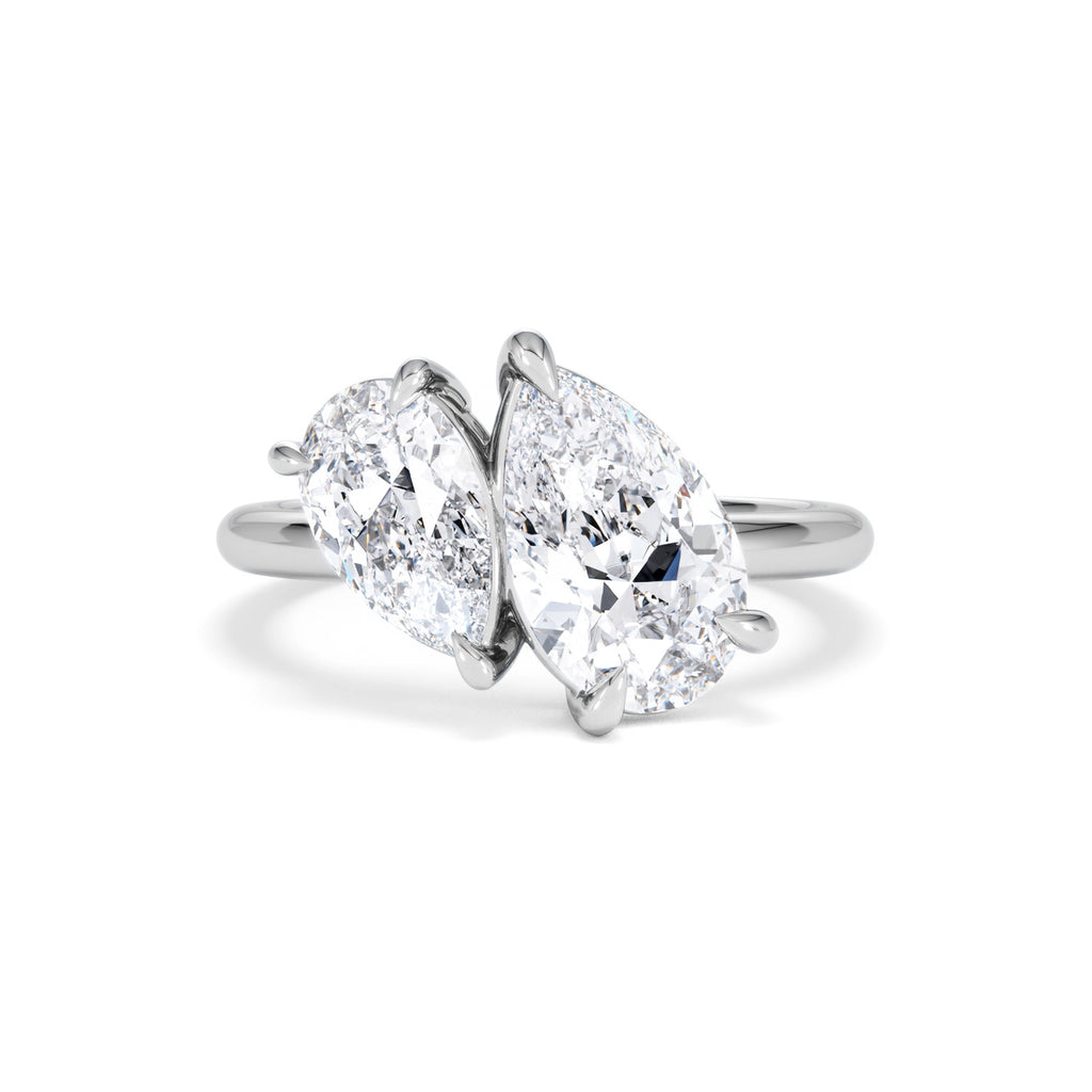 Toi Et Moi 3.00ct Pear Cut Lab Diamond Engagement Ring in Platinum