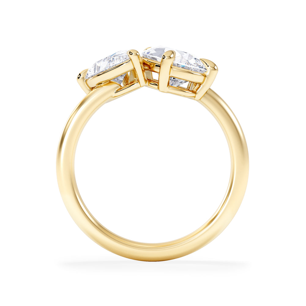 Toi Et Moi 3.00ct Pear Cut Lab Diamond Engagement Ring in 18K Yellow Gold