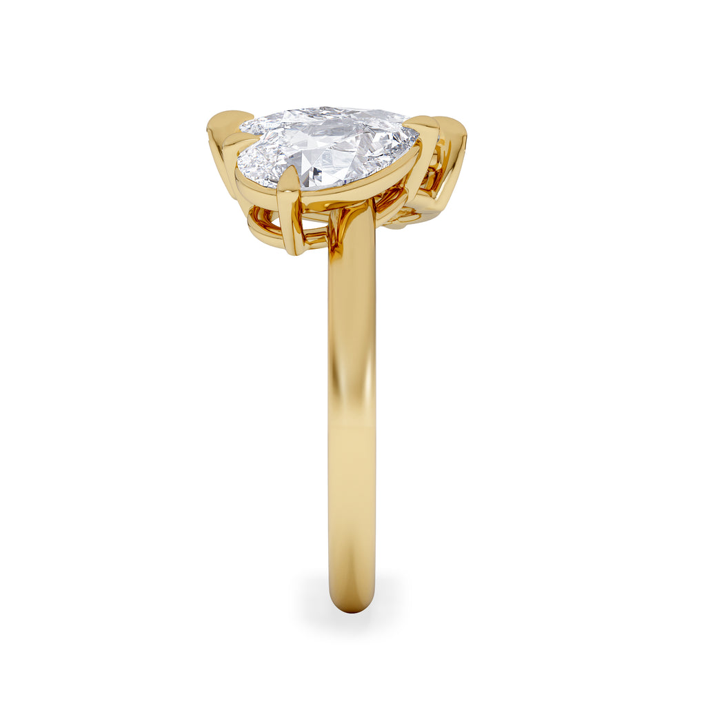 Toi Et Moi 3.00ct Pear Cut Lab Diamond Engagement Ring in 18K Yellow Gold