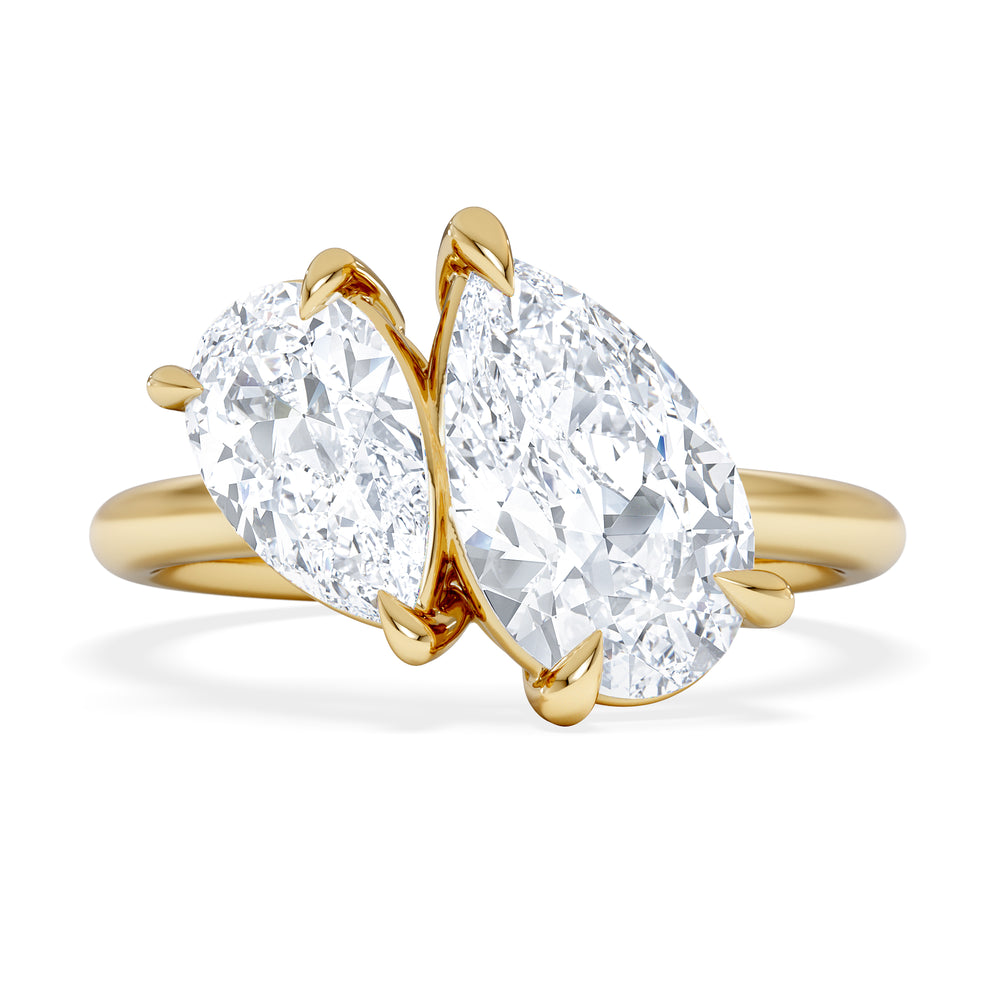 Toi Et Moi 3.00ct Pear Cut Lab Diamond Engagement Ring in 18K Yellow Gold