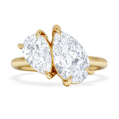 Toi Et Moi 3.00ct Pear Cut Lab Diamond Engagement Ring in 18K Yellow Gold