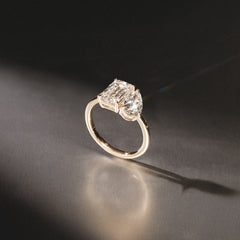 Toi Et Moi 3.00ct Emerald and Pear Cut Lab Diamond Engagement Ring in 18K Yellow Gold