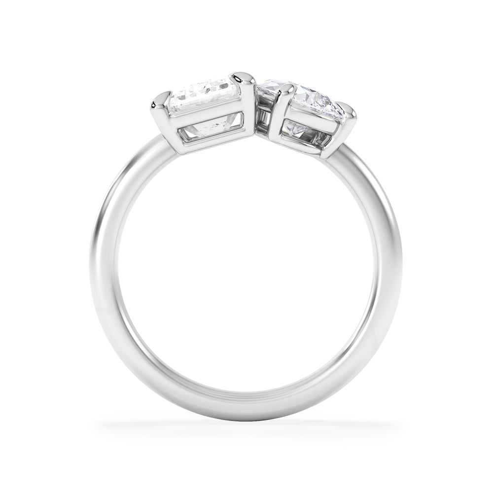 Toi Et Moi 3.00ct Emerald and Pear Cut Lab Diamond Engagement Ring in Platinum