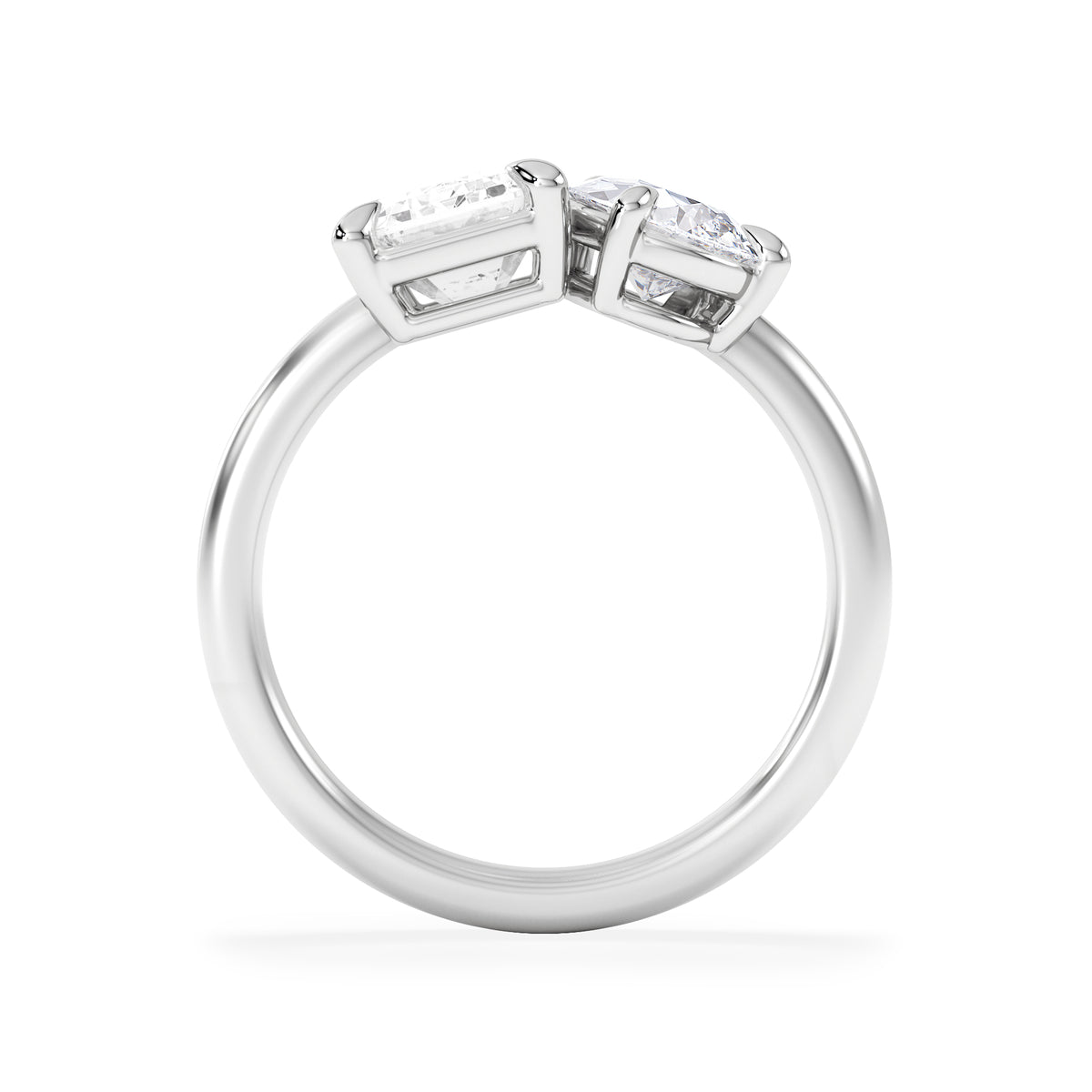 Toi Et Moi 3.00ct Emerald and Pear Cut Lab Diamond Engagement Ring in Platinum