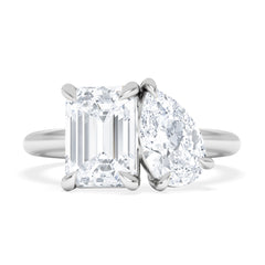 Toi Et Moi 3.00ct Emerald and Pear Cut Lab Diamond Engagement Ring in Platinum