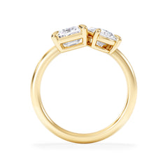 Toi Et Moi 3.00ct Emerald and Pear Cut Lab Diamond Engagement Ring in 18K Yellow Gold