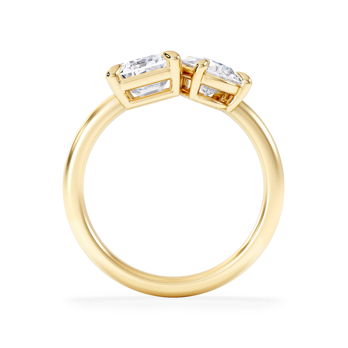 Toi Et Moi 3.00ct Emerald and Pear Cut Lab Diamond Engagement Ring in 18K Yellow Gold