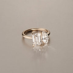 Toi Et Moi 3.00ct Marquise and Emerald Cut Lab Diamond Engagement Ring in 18K Yellow Gold