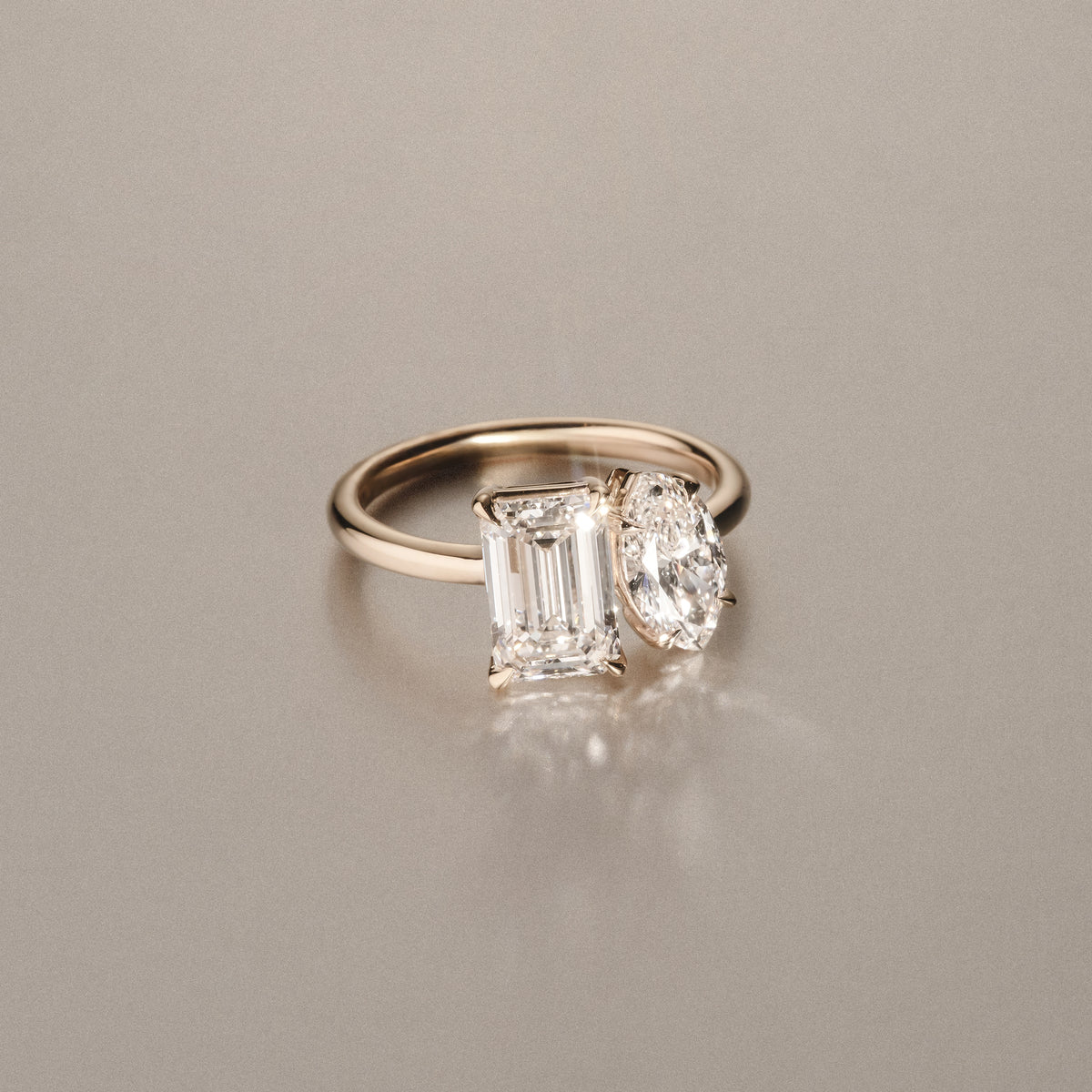 Toi Et Moi 3.00ct Marquise and Emerald Cut Lab Diamond Engagement Ring in 18K Yellow Gold