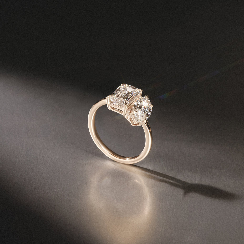 Toi Et Moi 3.00ct Marquise and Emerald Cut Lab Diamond Engagement Ring in 18K Yellow Gold