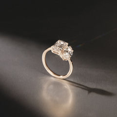 Toi Et Moi 3.00ct Marquise and Emerald Cut Lab Diamond Engagement Ring in 18K Yellow Gold