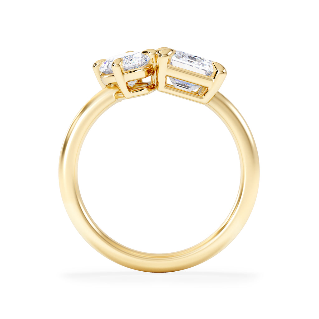 Toi Et Moi 3.00ct Marquise and Emerald Cut Lab Diamond Engagement Ring in 18K Yellow Gold